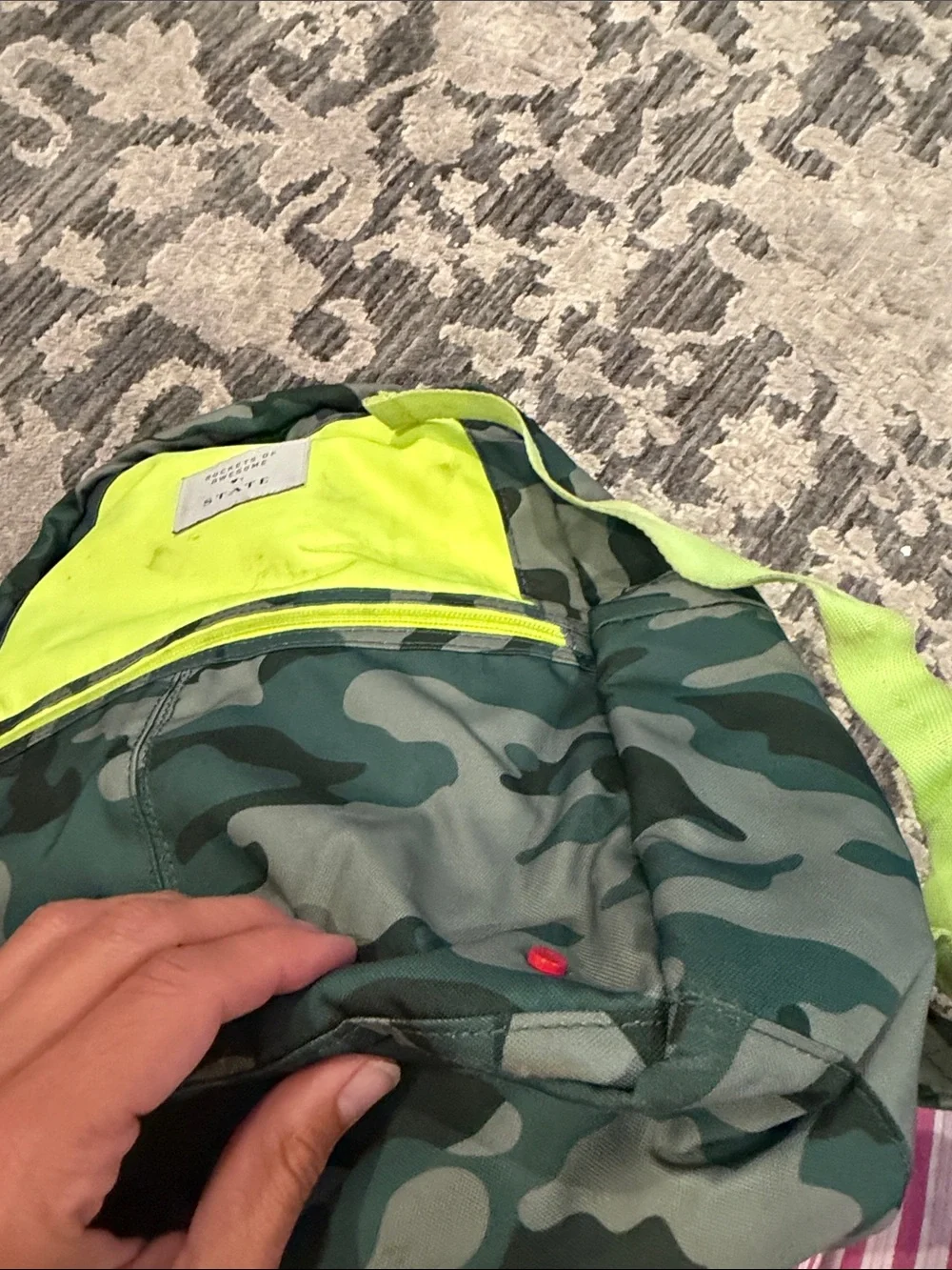 STATE x rockets of awesome kids Camo Backpack with Neon Yellow Front Panel